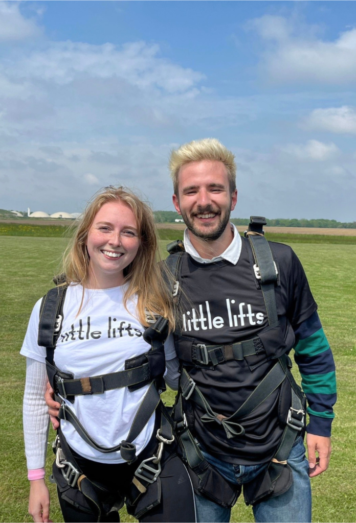 Anya and Harry after their skydive fundraiser for Little Lifts