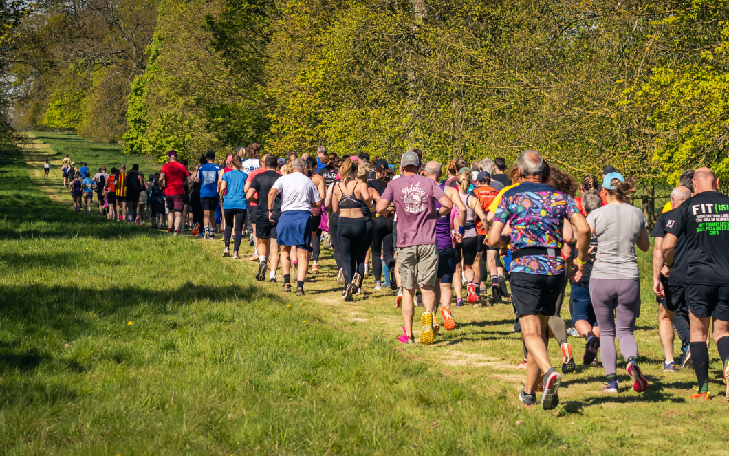 Breast cancer charity trail runners setting off