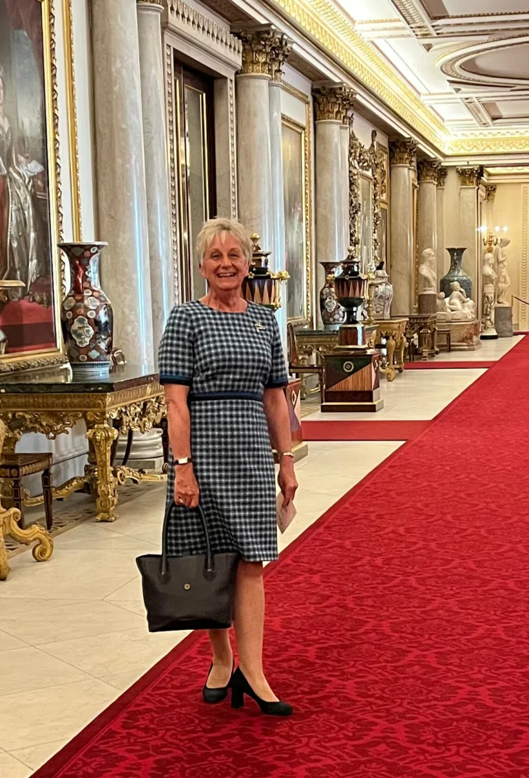 Breast cancer charity trustee Jill at Buckingham Palace