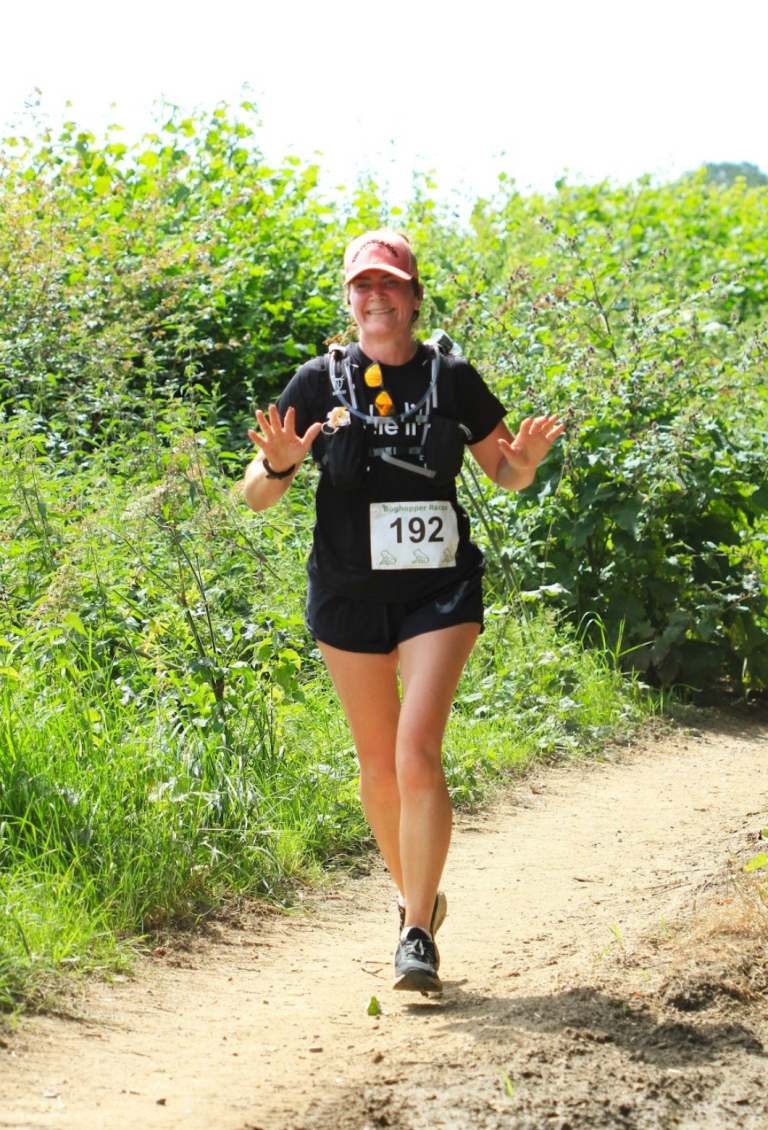 Breast cancer charity fundraising Challenge 250 runner