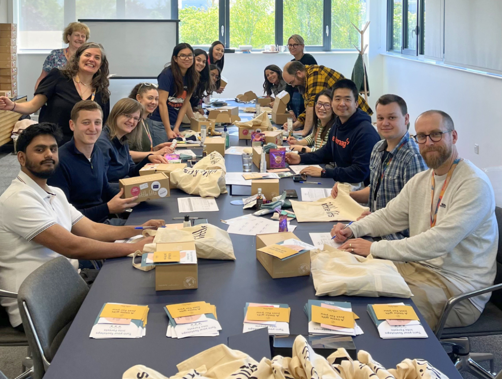 Endomag team at Little Lifts breast cancer charity packing party