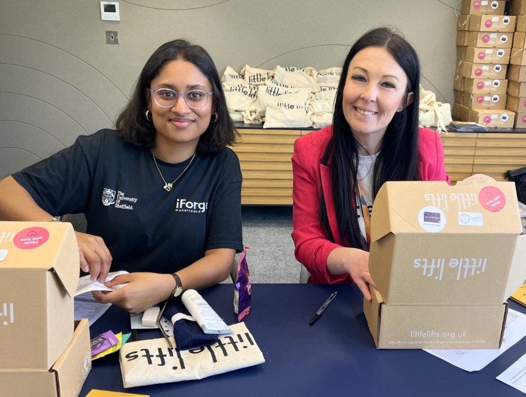 Endomag team packing breast cancer gift Boxes