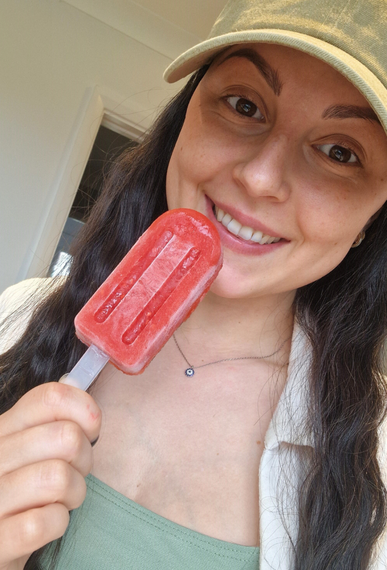 Lily using her breast cancer gift box lolly recipe