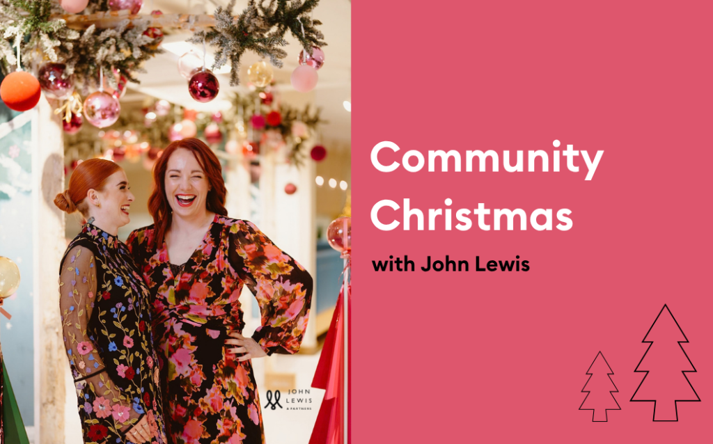 two smiling women with Christmas decorations