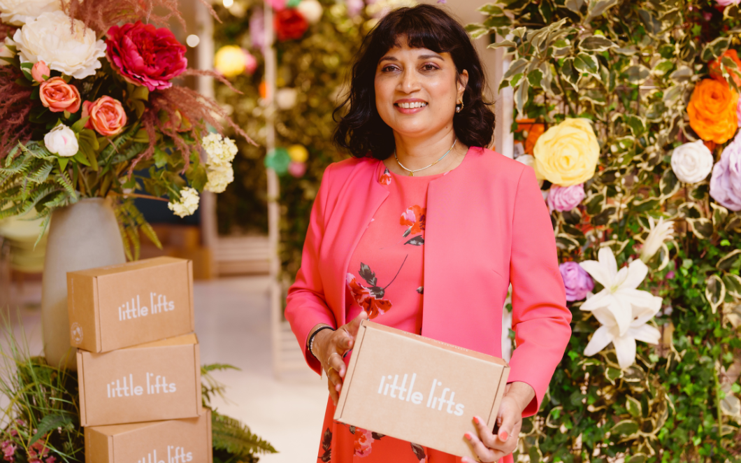Little Lifts breast cancer charity beneficiary with gift Box