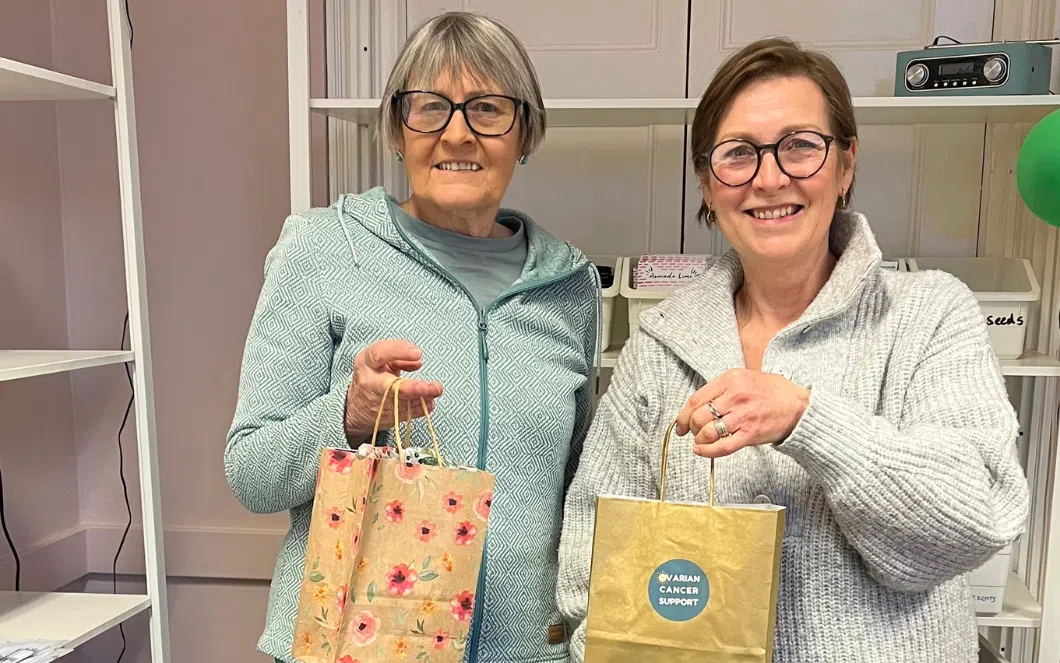 The Ovarian Cancer Support Group members with gift bags