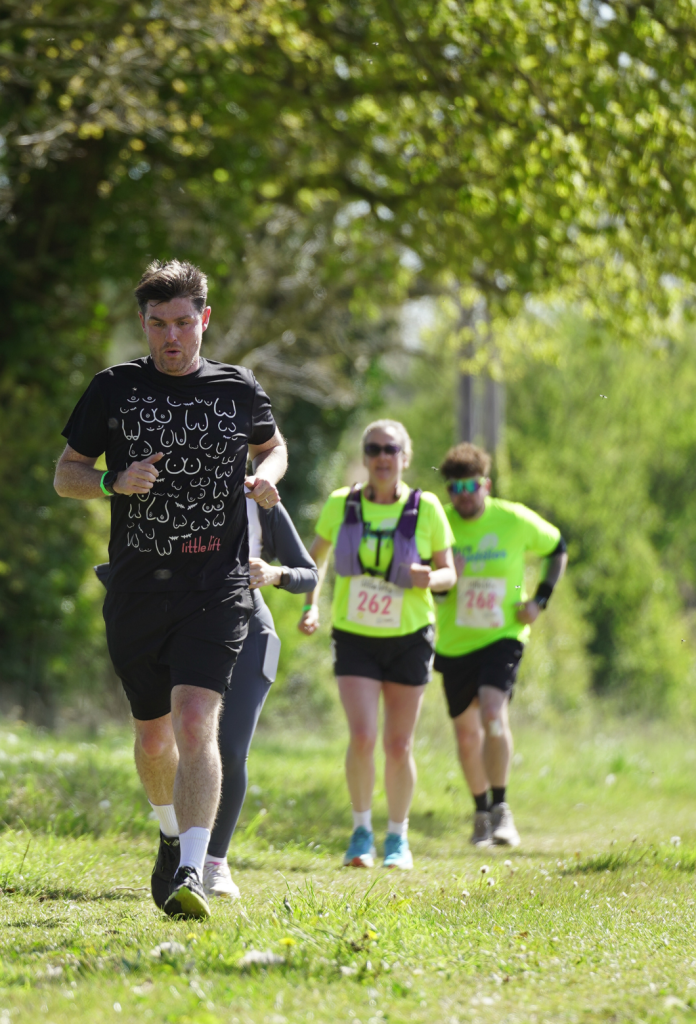Trail run event runners on route