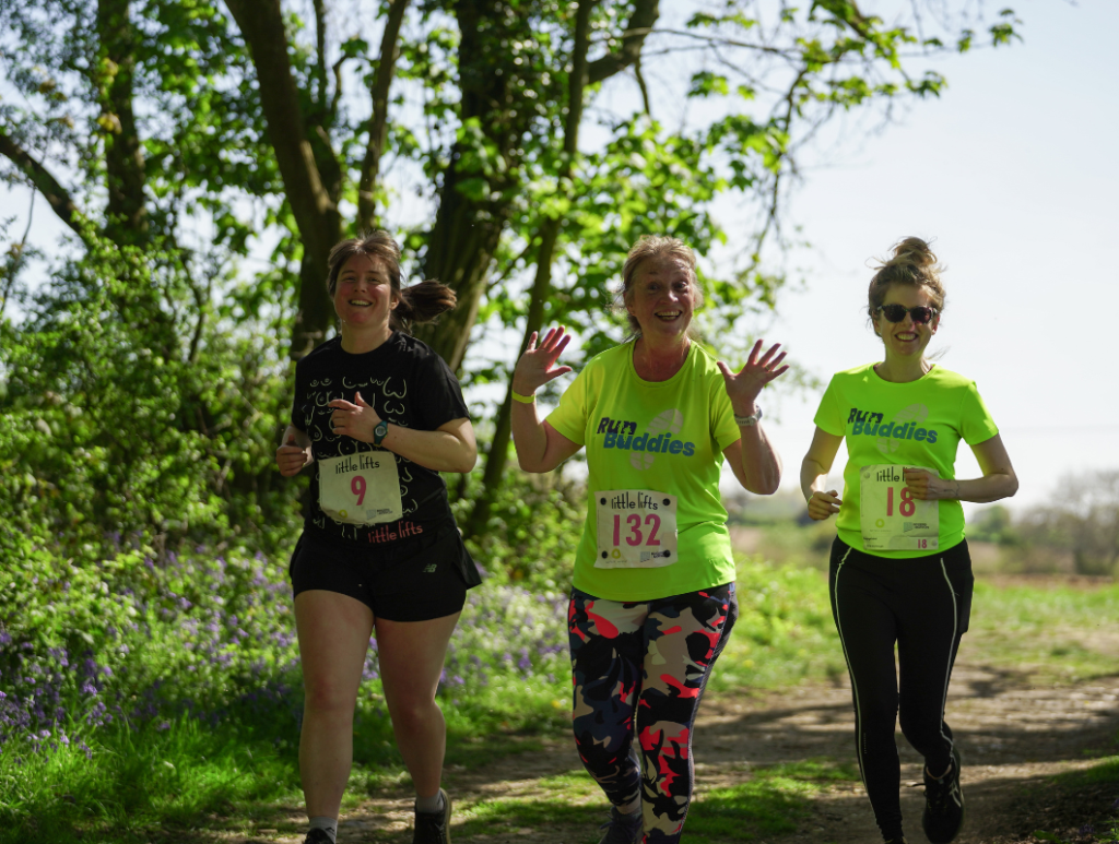 Trail run runners on route