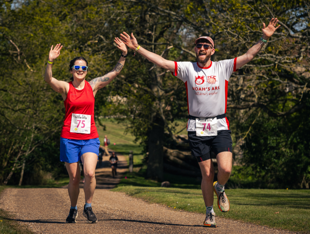 Trail run runners on route