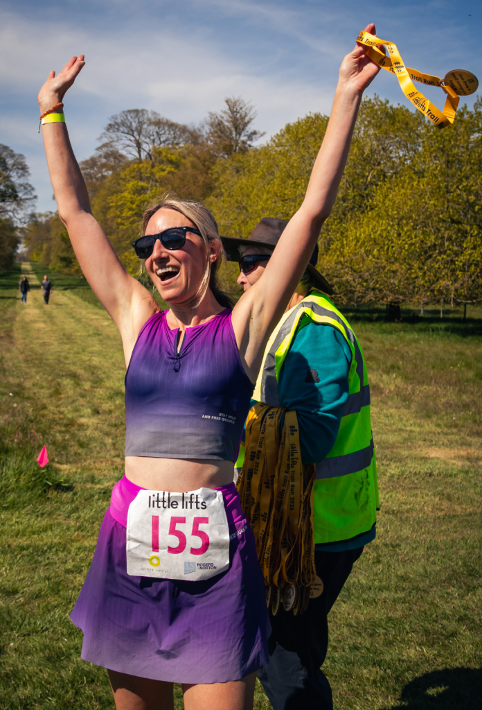 Trail runner at the finish line