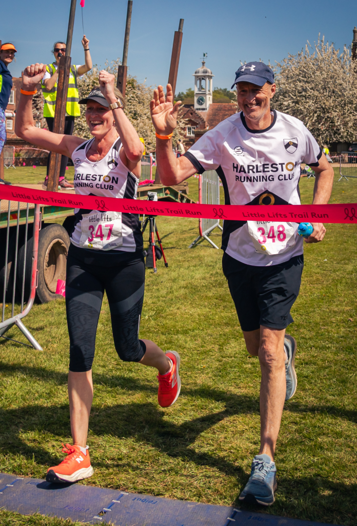 Trail runners at finish line