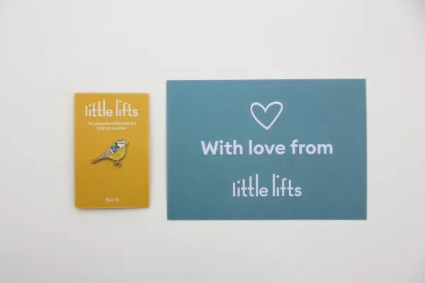 breast cancer charity bird pin blue tit
