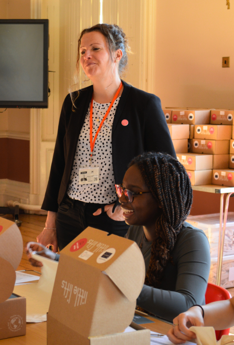 breast cancer charity gift box packing party