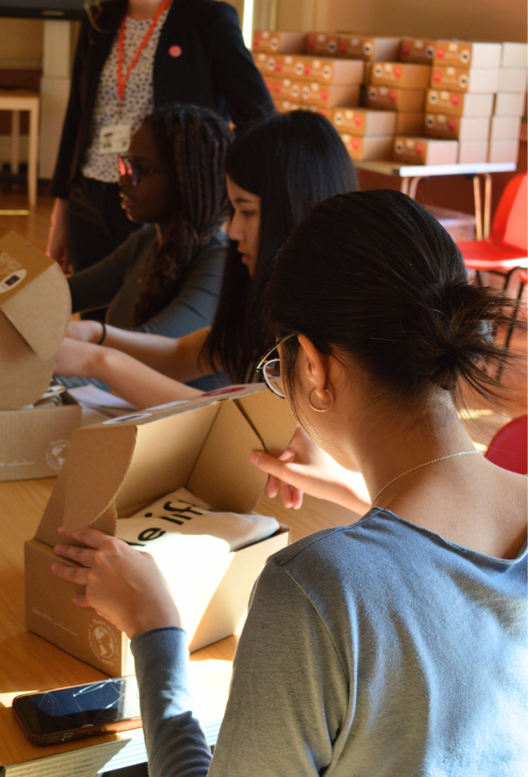 breast cancer charity gift box packing party